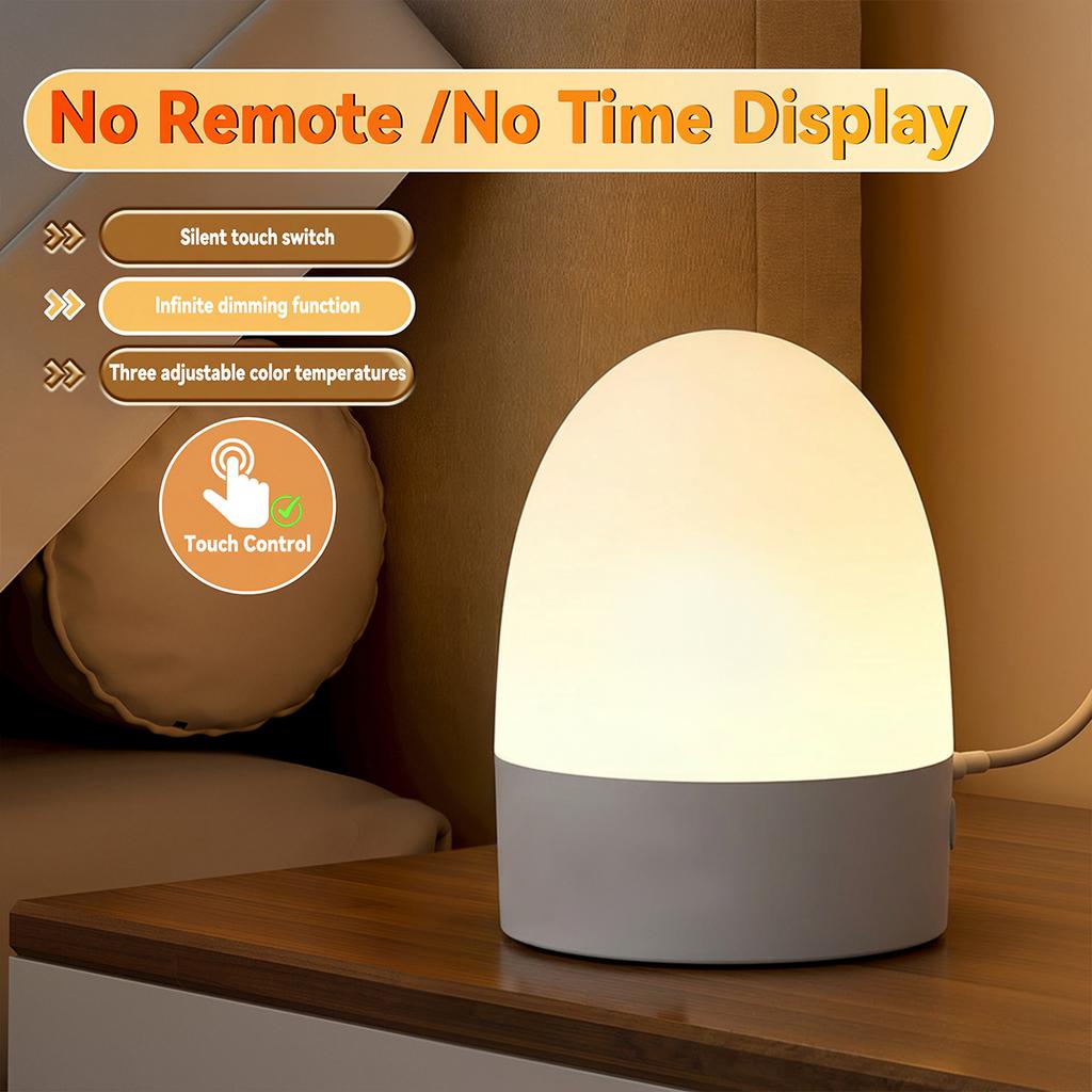 Touch Night Light Rechargeable 3 Color Dimmable Bedside Lamp Time Display USB LED Night Lights Ambient Soft Light for Kids Gift