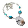 Natural Russian Dendritic Gemstone 925 Sterling Silver Jewelry Necklace 18" ASN-6123