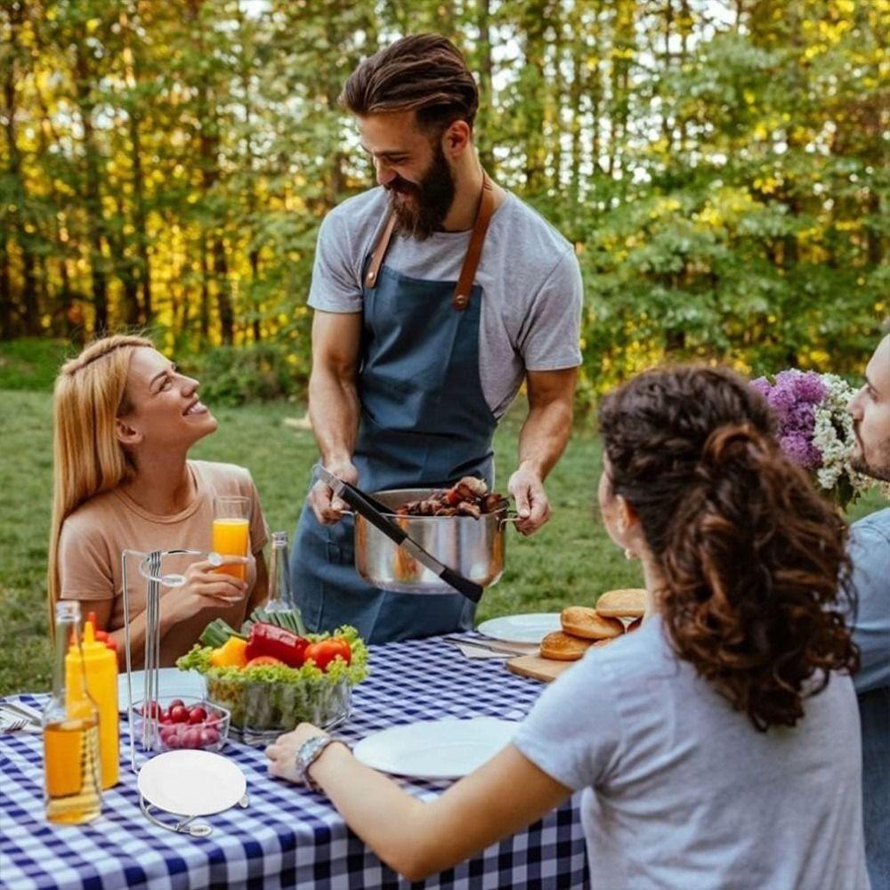 Detachable BBQ Skewer Set Stainless Steel Barbecue Fork Holder Hanger Skewer Stand Party