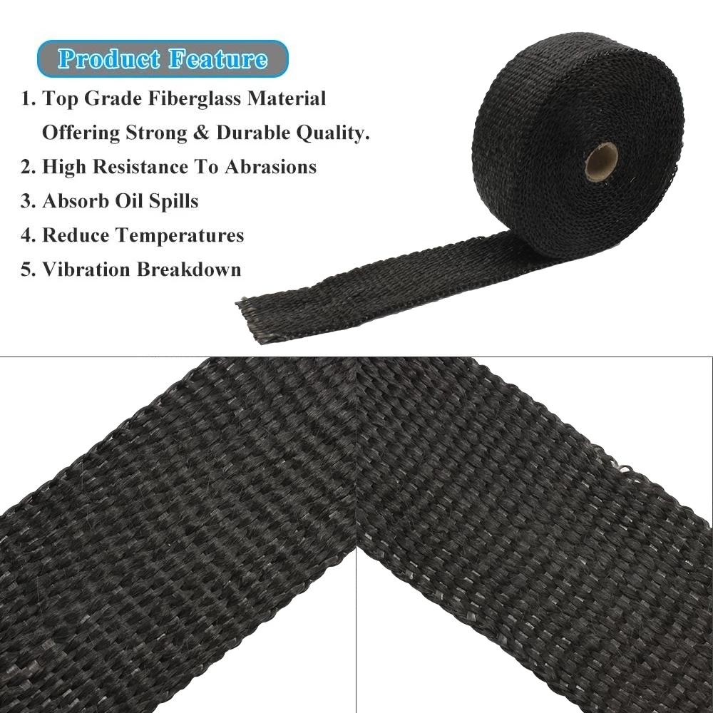 5M Roll Fiberglass Heat Shield Motorcycle Exhaust Thermal Tape Heat Wrap Resistant Downpipe For Motorcycle Car Accessories