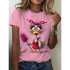 Anime Cat and Duck 3D Printed Pattern T-shirt for Women, Fashionable and Casual Cartoon Plus Size Short Sleeved Top T-shirt for Women, Clothing Animal