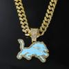 Herren Damen Hip Hop Blauer Wolf Anhänger Halskette Mit 13mm Kristall Kubanische Kette HipHop Iced Out Bling Halsketten Mode Charm Schmuck