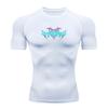 Men's Compression Fitness Workout T-Shirt, Breathable Quick Dry Sport Tee with Stylish Gradient Deathcore Style Graphic for Gym Running Training Athle
