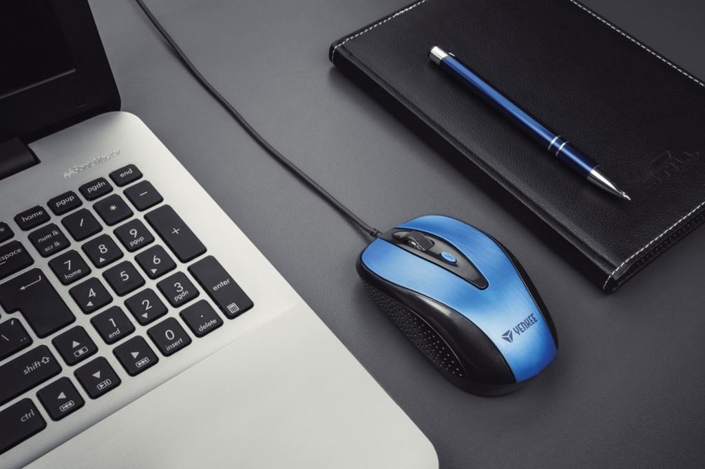 USB wired mouse, 4 buttons, optical, symmetrical, Blue