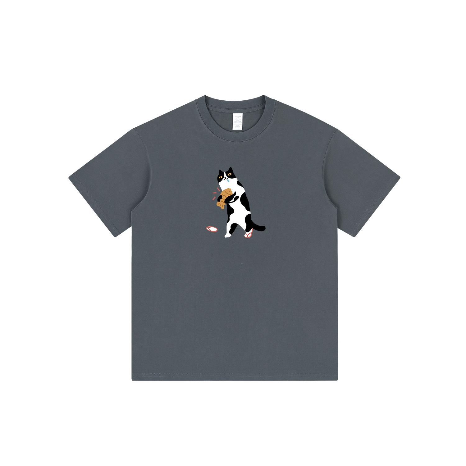

Trendy Summer Cat Print Loose Casual Crew Neck T-Shirt 3XL