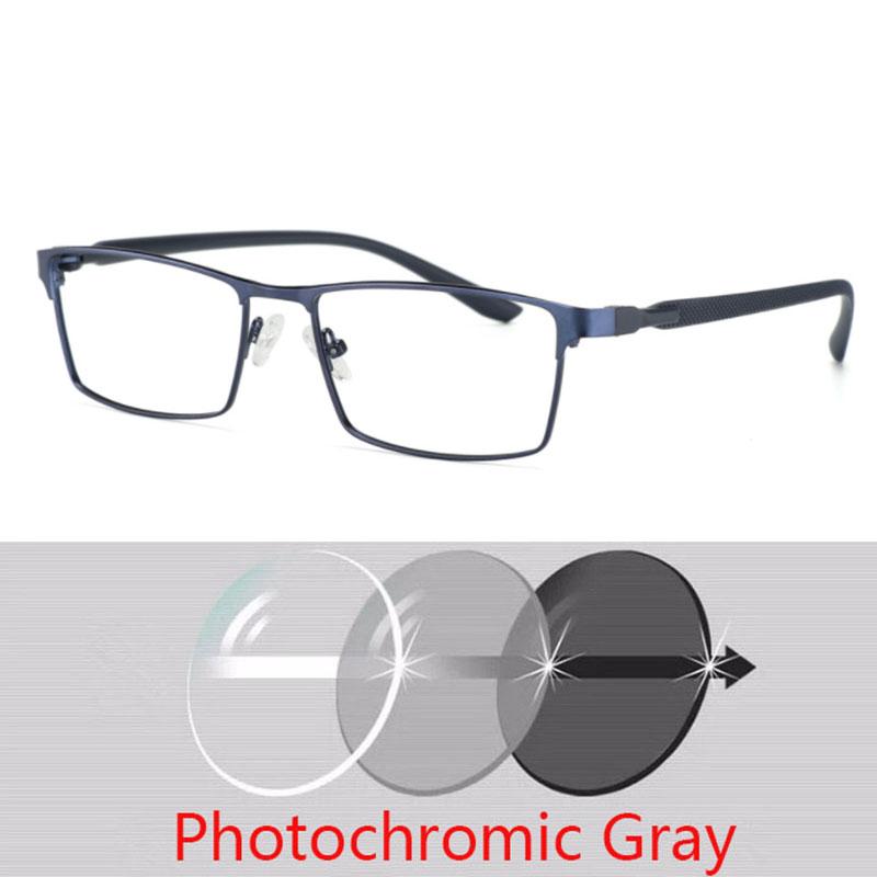 Photochromism Finished Nearsight Myopia Eyeglasses Full Metal Frames Degree Lens Diopters Glasses -1 -1.5 -2 -2.5 -3 -4 To -6