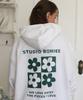 [Fleece Lined Selection] Puzzle Daisy Back Print Oversized Hoodie White