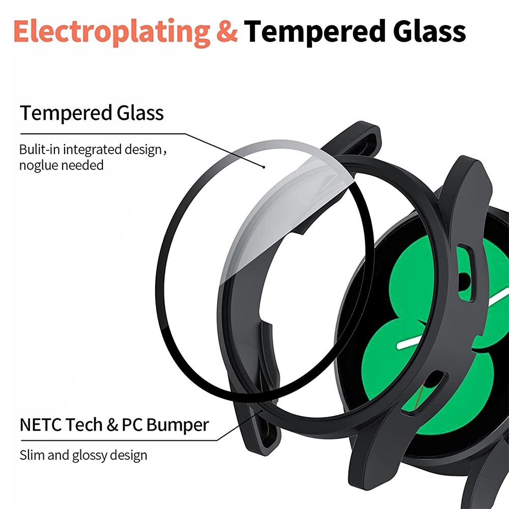 Tempered Glass+ PC Cover for Samsung Galaxy Watch 7 6 5 4 44mm 40mm All Coverage Protective Bumper Case Galaxy Watch Accessories