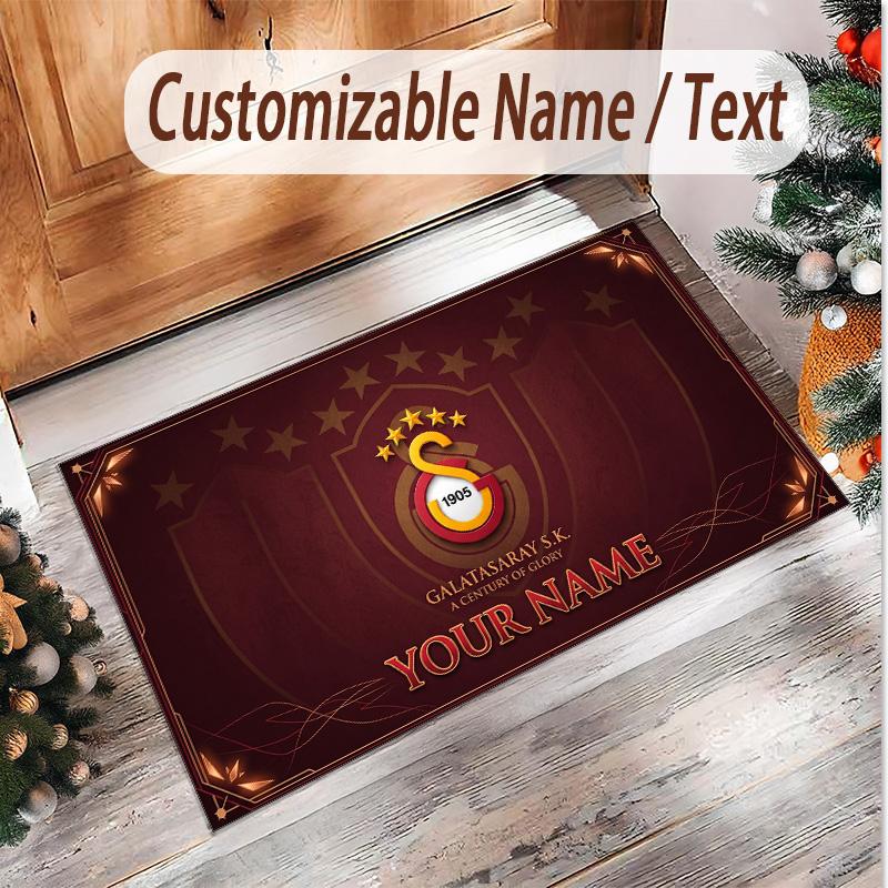 Personalized Crystal Velvet Carpet Galatasaray FC Pattern Non Slip Floor Rug