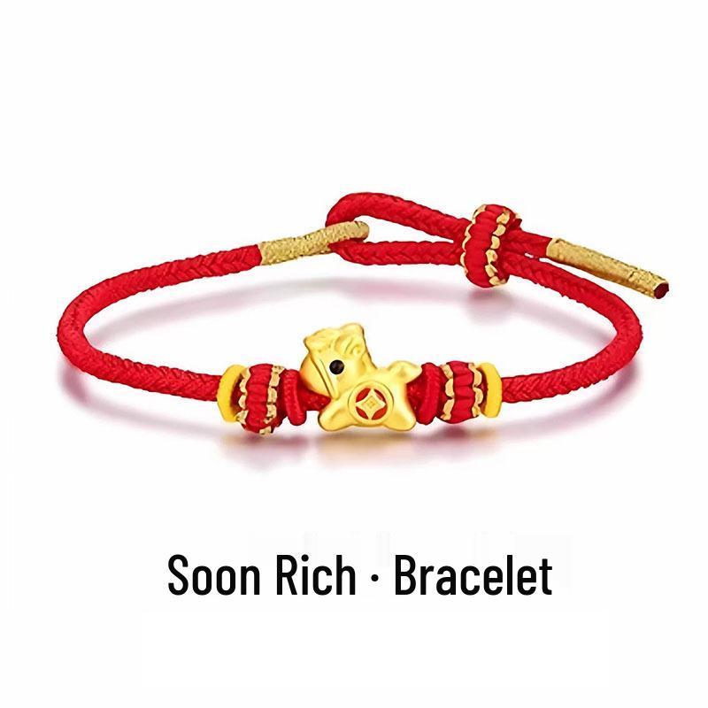 S999 Sterling Silver Zodiac Horse Bracelet: Women s Luxury Red Rope Festival Gift