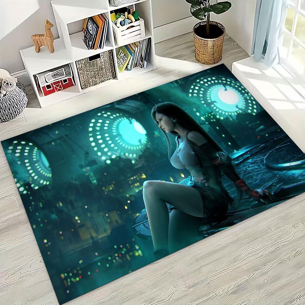 Cartoon Final Fantasy Sephiroth Cloud Tifa Game Rug for Bedroom Living Room Sofa Home Doormat Decor, Large Non-slip Floor Mat