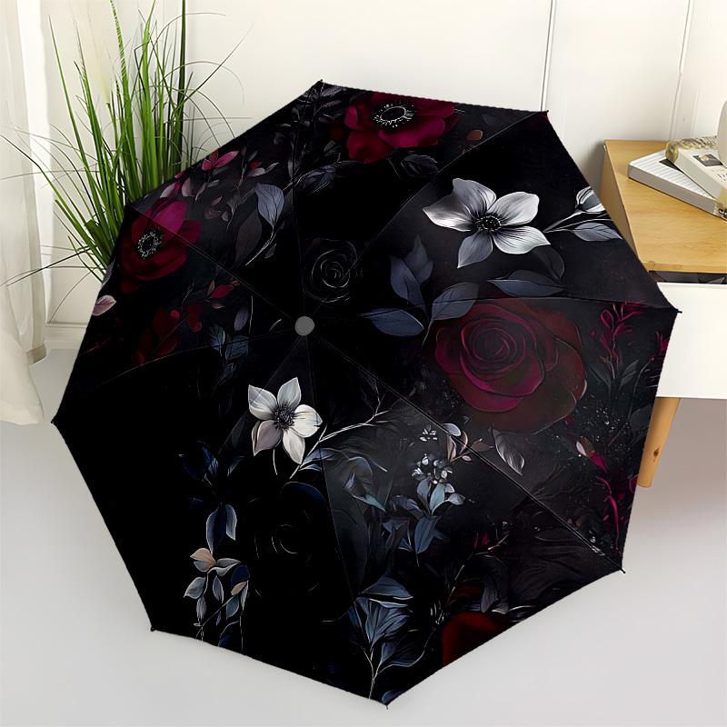 1PC Floral Pattern Umbrella-8-Rib Reinforced, Automatic Open, Lightweight & Durable, Fashion Accessory for Outdoor, Beach L0338