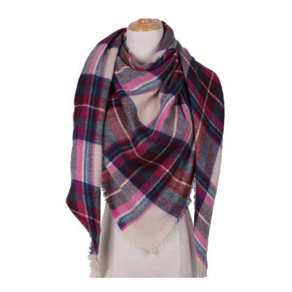 Damen Dreieckiger Winter Großer Schal Warm Gemütlich Übergroß Kariert Wickeltuch Stola Umhang