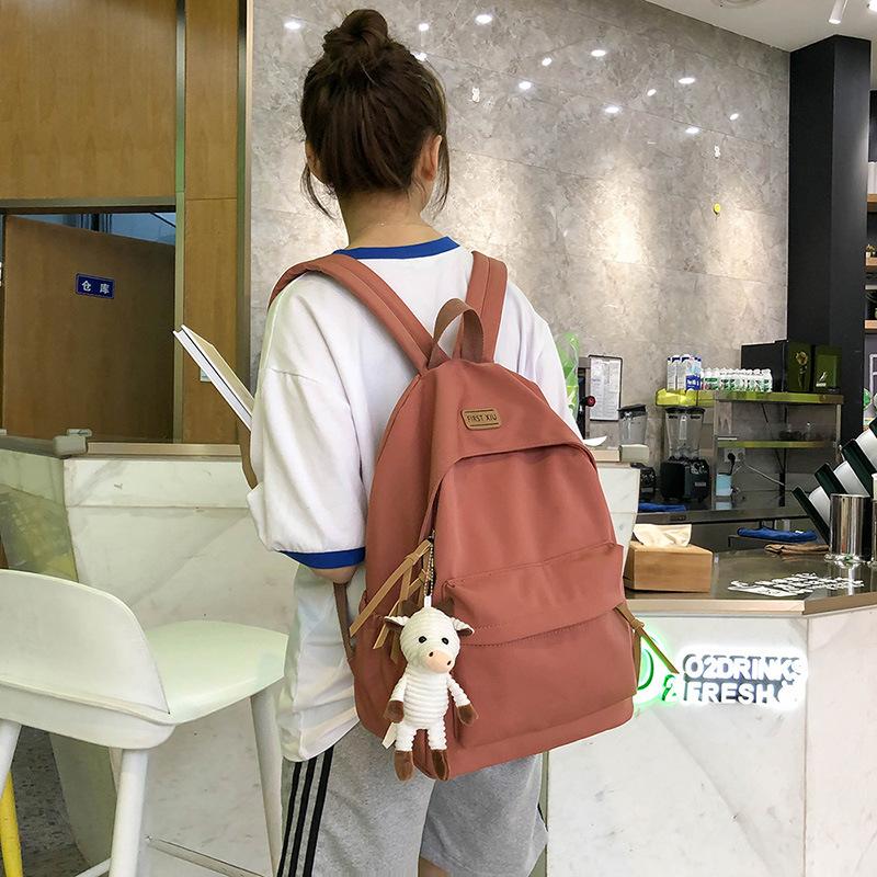 Schoolbag1010 spring new Korean style nylon solid color backpack fashion casual student couple backpack
