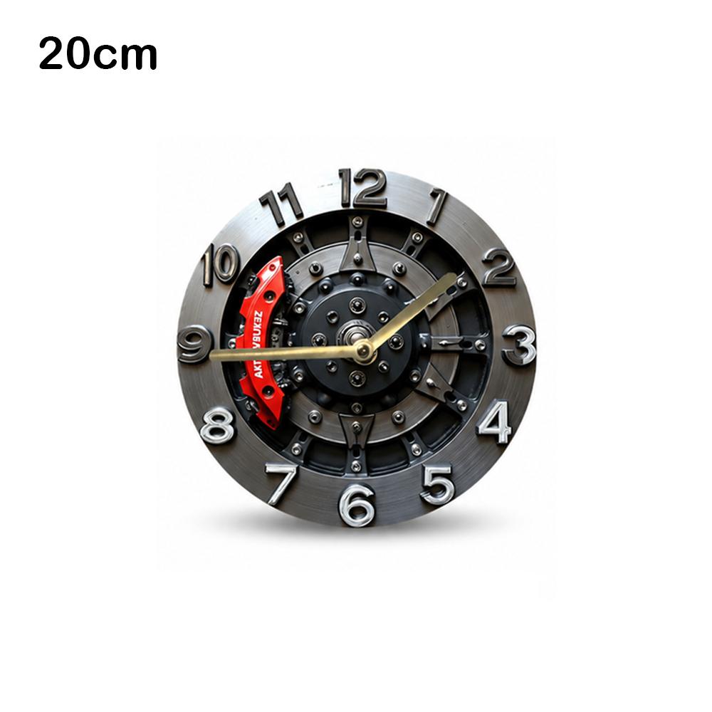 Wood Gear Wall Clock 2D Flat Print Gear Pattern Mechanical Theme Clock Retro Industrial Style Round Shape Round Wall Clock
