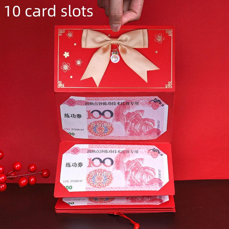 New 6/10 Slots Bowknot Folding Red Packets 2026 CNY Cash Gift Bag Valentine's Day Birthday Wedding Spring Festival Red Envelope