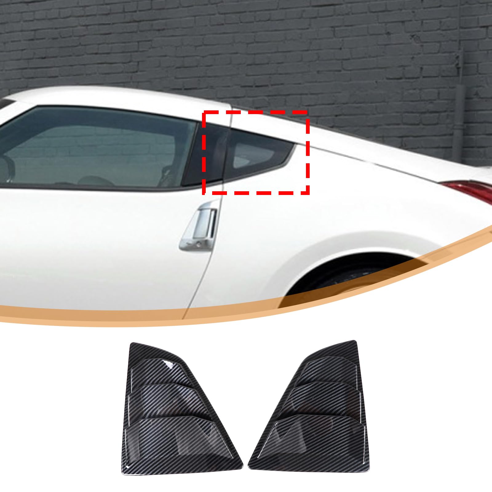 

Hcilloend Rear Side Window Louver Covers for Nissan Fairlady Z Z34 Shutter Side Vent Rear Window Shutter Easy Decorative Exterior Custom Car Set Fiber