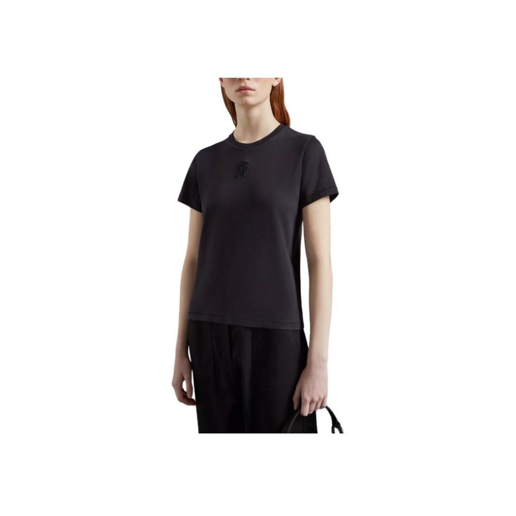 Moncler Solid Color Round Neck Casual Slim Fit Short Sleeve T-Shirt Women Tops Dark-Gray J10938C00019M3926952