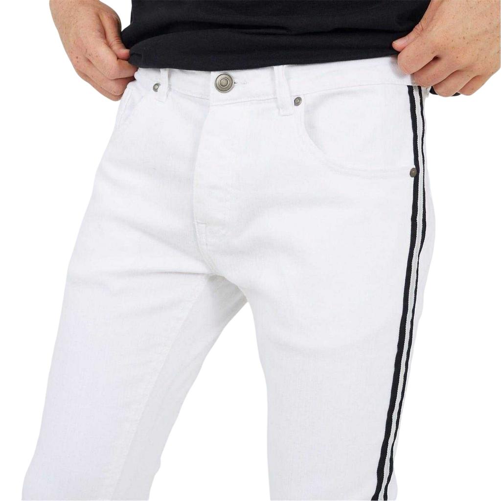 BRAVE SOUL Mens Contrast Striped Taped Jeans