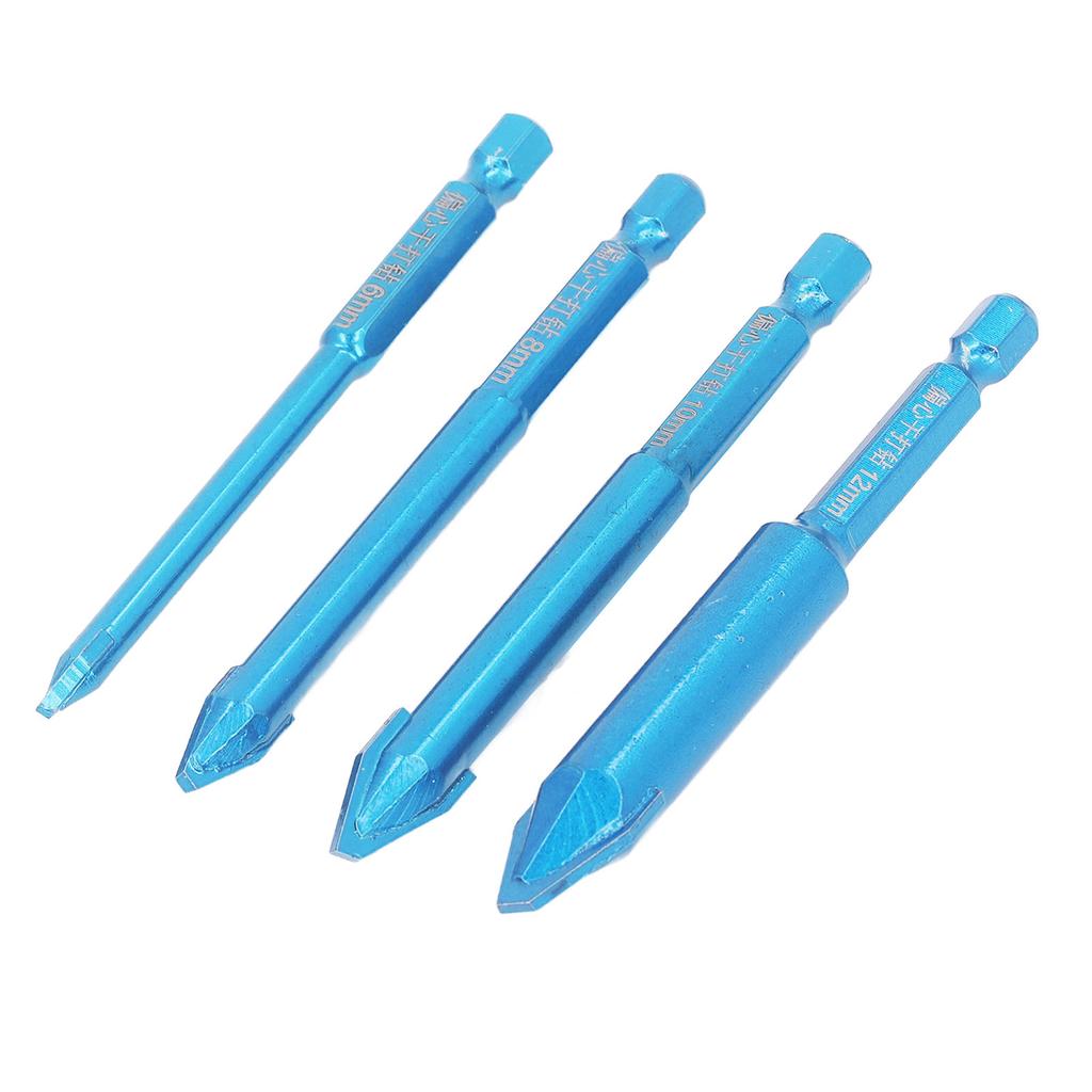 4-teiliges Set Mauerbohrer Multifunktional Blaue Farbe Glasbohrer für Beton Glas Marmor