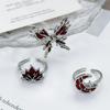 Red Enamel Dripping Oil Natal Year Dark High-End Open Ring Female Light Luxury Mori Niche Design Index Finger Ring