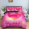 3d Sweet Heart Pattern Bedding Set Soft Cozy Duvet Cover Set Red Background Quilt Cover Bedroom Twin Bedclothes For Valentine's
