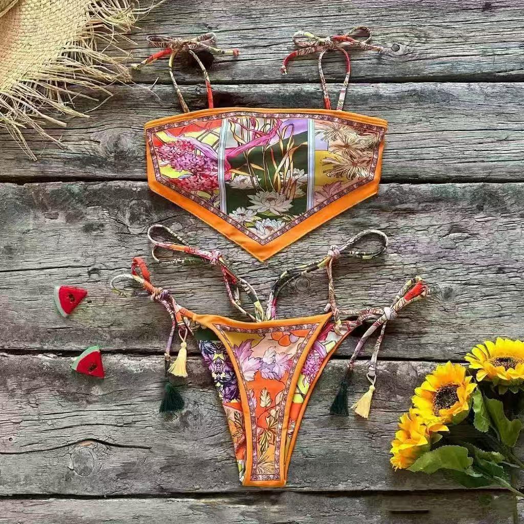 Sexy bedruckter Damen-Bikini mit Trägern - Neuer europäischer & amerikanischer Zweiteiler
