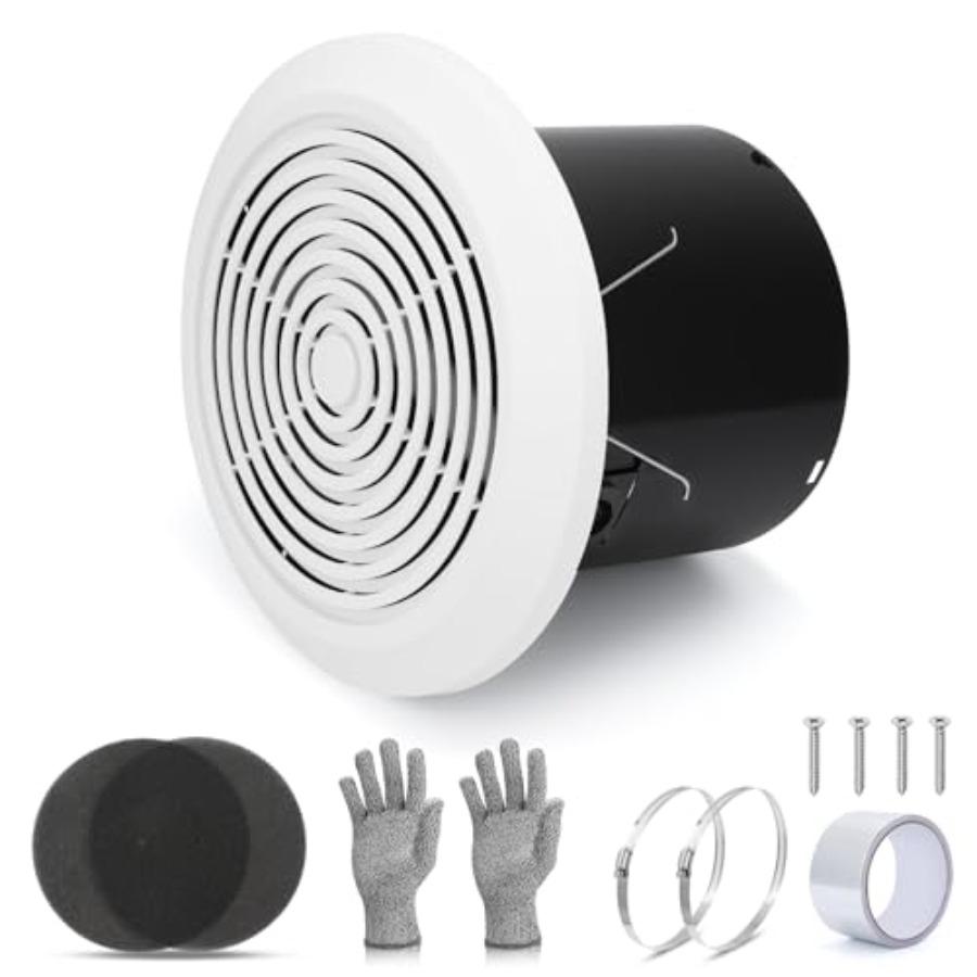 V2262-50 7 Inch Bathroom Exhaust Fan 50 CFM Quiet Bathroom Vent Fan 1.0 Sones Low Noise Fans for Ceiling Kitchen Exhaust Fan Ga белый