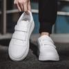 Men's Large Velcro White Low-Top Sneakers - Lightweight Casual Sports Shoes with Thick Soles