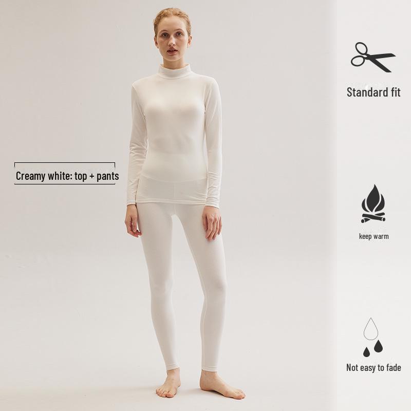 

Женский комплект из свитера и брюк из чистого хлопка со средней горловиной 2023 года — тонкий слой внутренней одежды, доступны большие размеры