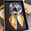 Fashion Floral Print Silk Shawl Square Scarf for Women Soft Satin Neckerchief Female Hair Bands Ribbon Headband Bandana 70X70CM