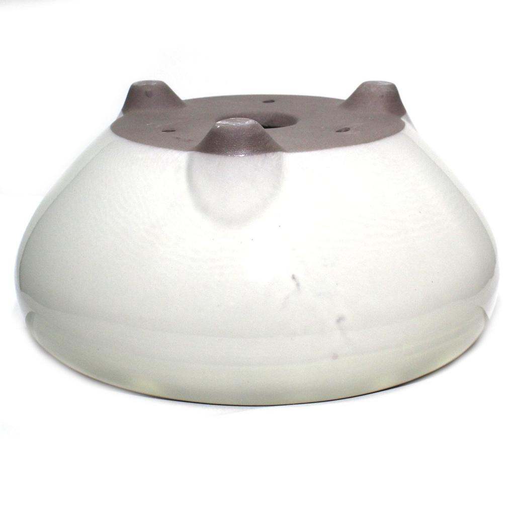 Umekichi Bonsai 3 Iron White with Cream Seto Ware Fits Tuberous Miscellaneous Approximately 10cm Supplies, No. Pot, Glaze, Ceramic, Round, Shallow,