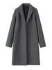 Women's Solid Color Loose Slimming Long Coat - Autumn 2023 Collection