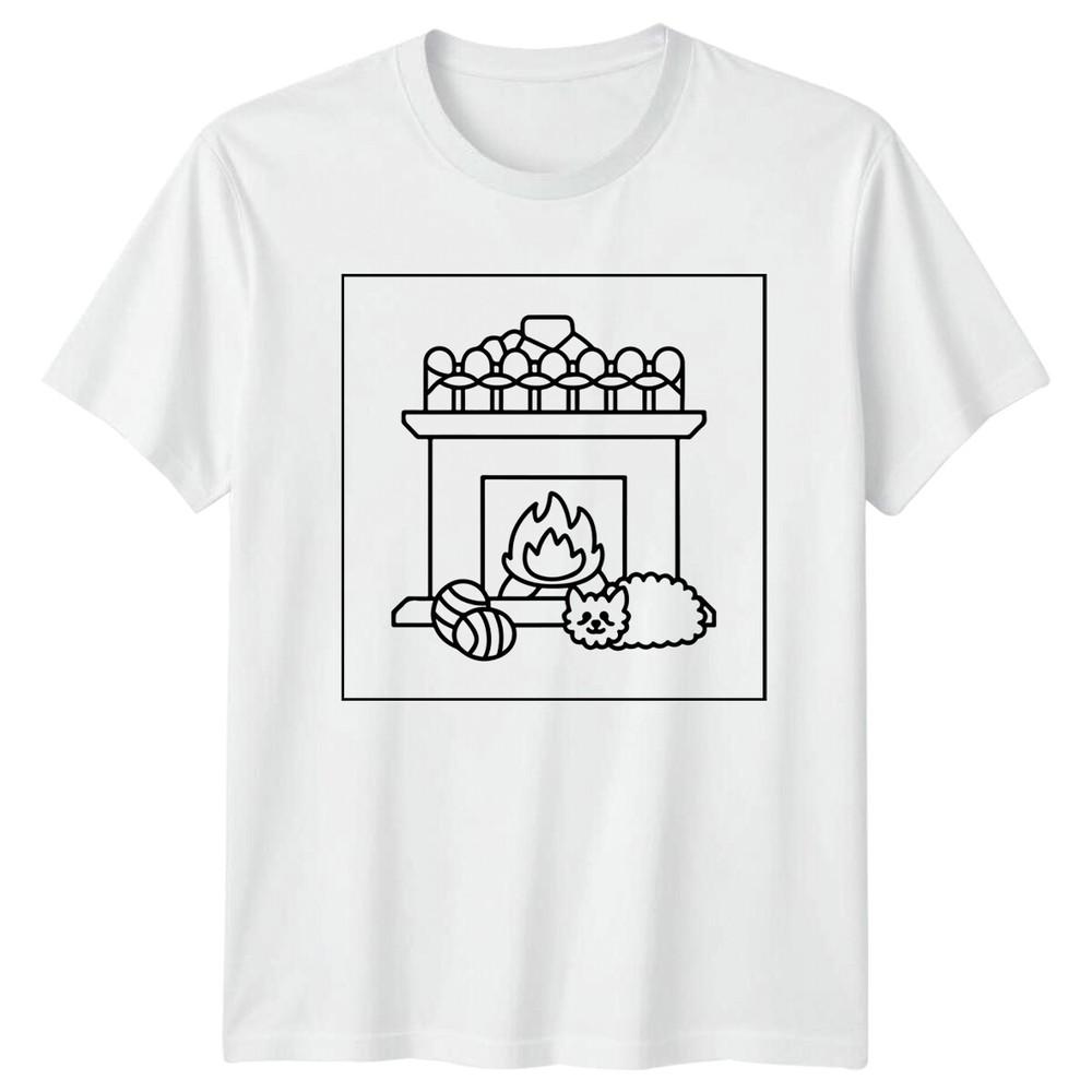 Christmas Fireplace Pet Dog Holiday Unisexs TShirt Ladies Tee Graphic S