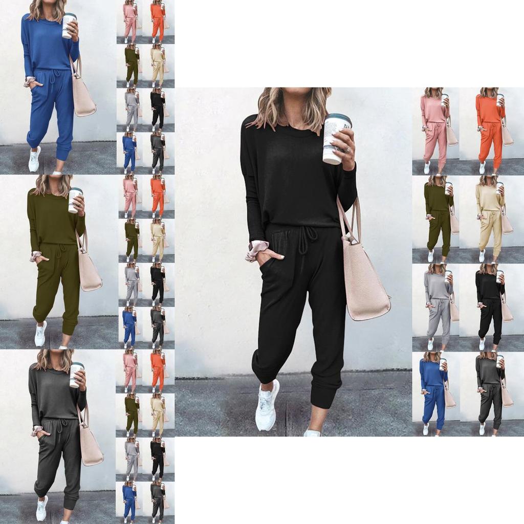 Women Tracksuit Set With Solid Color Hoodie And Pants Comfortable Loungewear For Daily Use