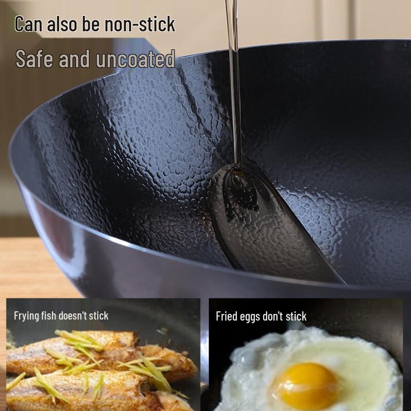 Traditioneller handgeschmiedeter 32 cm Gusseisen-Wok