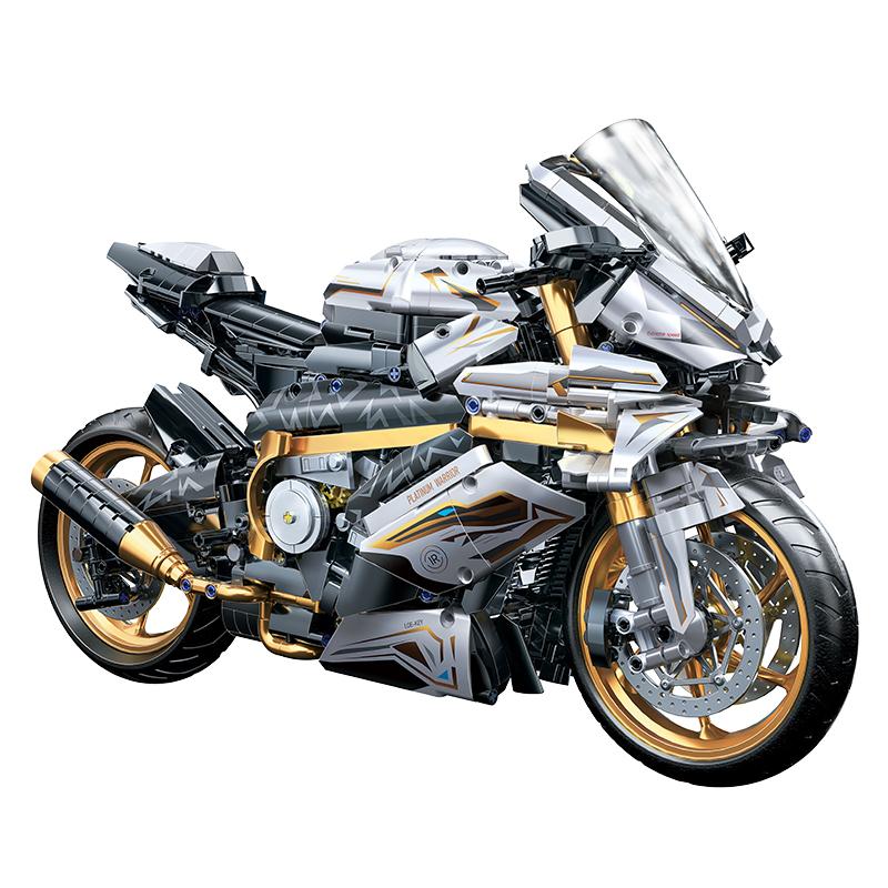 

2456-Piece Platinum Motorcycle Building Block Set – Mechanical Gears and Movable Pistons | Desktop Project Display –Holiday Gift