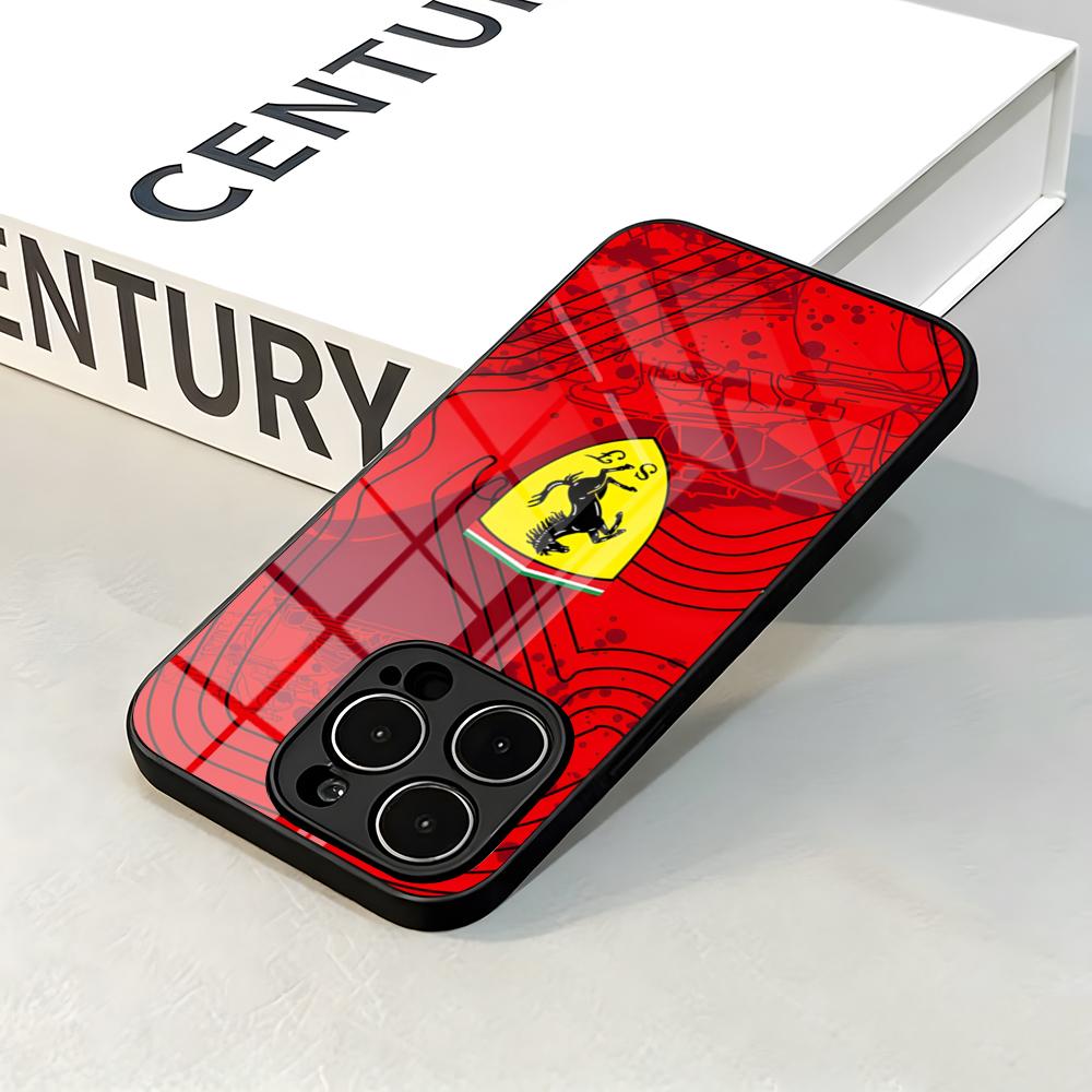 F-Ferrari S Auto Logo Handyhülle Für IPhone 17 Pro Max 16 15 14 Pro Max 13 11 X Xs Xr 8 7Plus Glasabdeckung
