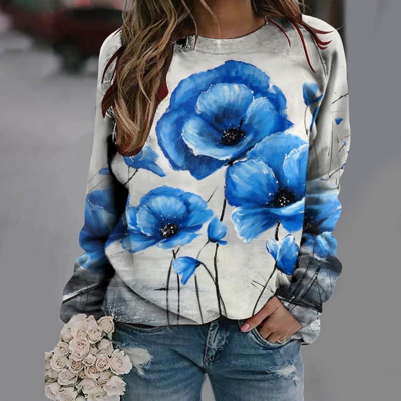 Summer Flower 3D Printed Sportswear for Women's Casual Long Sleeved Clothing