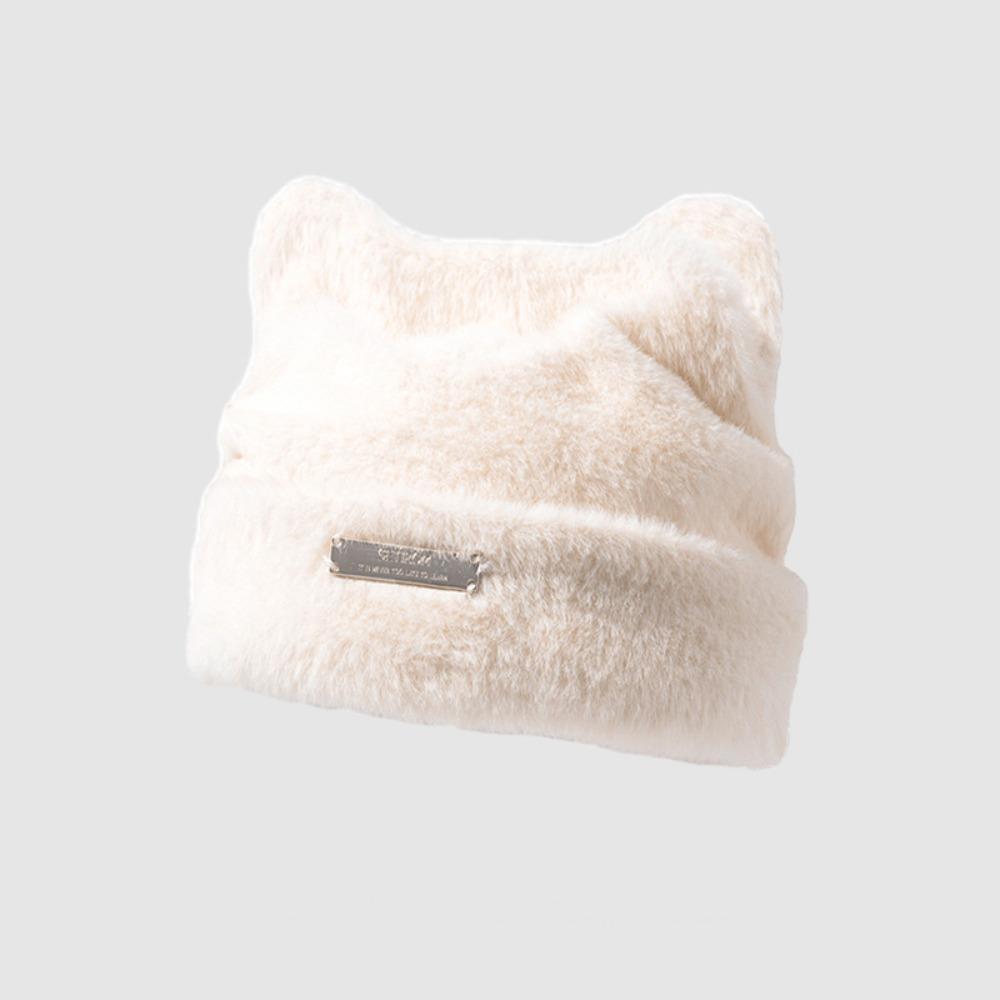 Imitation Mink Wool Cat Ears Hat Fluffy Winter Plush Hat Personality Knitted Cap  Outdoor