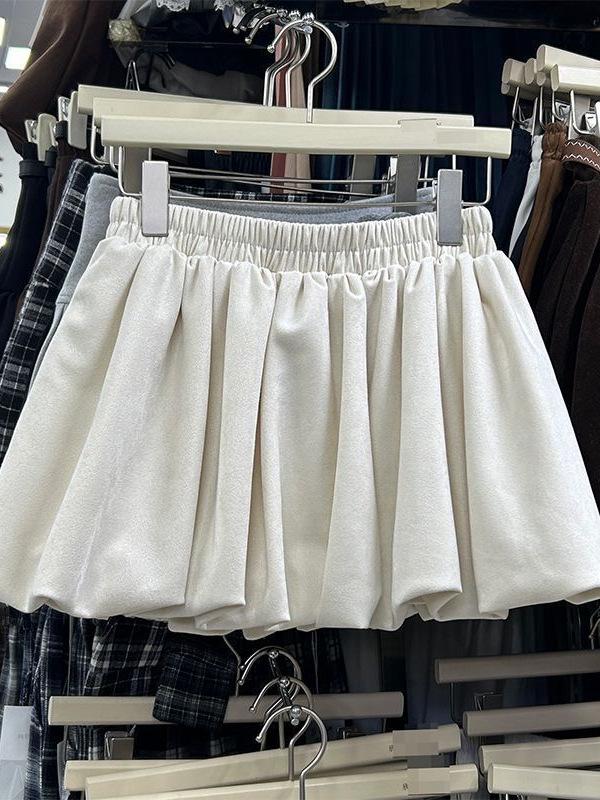 Korean Style Plush Skirt: Age-Reducing, Autumn/Winter, Slimming, Anti-Exposure, Flower Bud Design