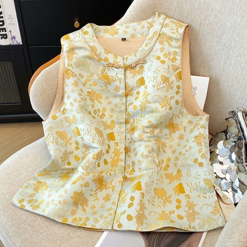 High-end vest women's vest 025 new jacquard year mother goldfish top
