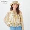 Kemeng Boka 2026 S/S 100% Mulberry Silk Floral Long Sleeve Blouse