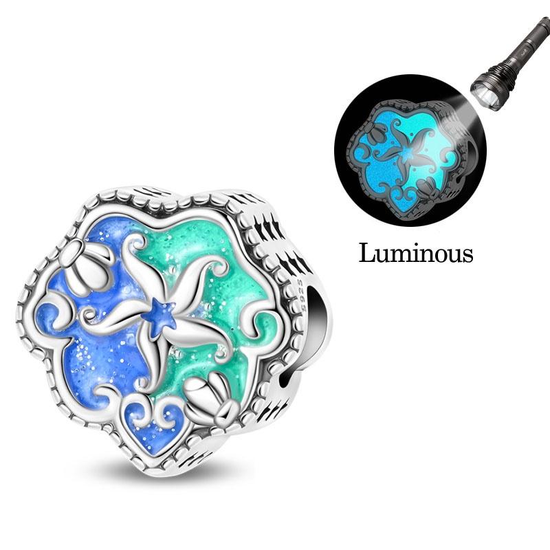 925 Silver Luminous Blue Ocean Series Octopus Starfish Charms Beads For Women Fit Bracelet DIY Jewelry Gifts