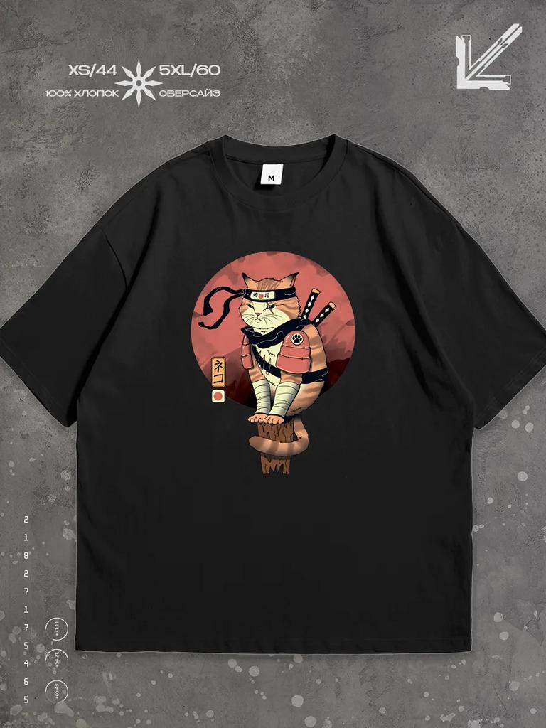 T-shirt with Samurai Cat print