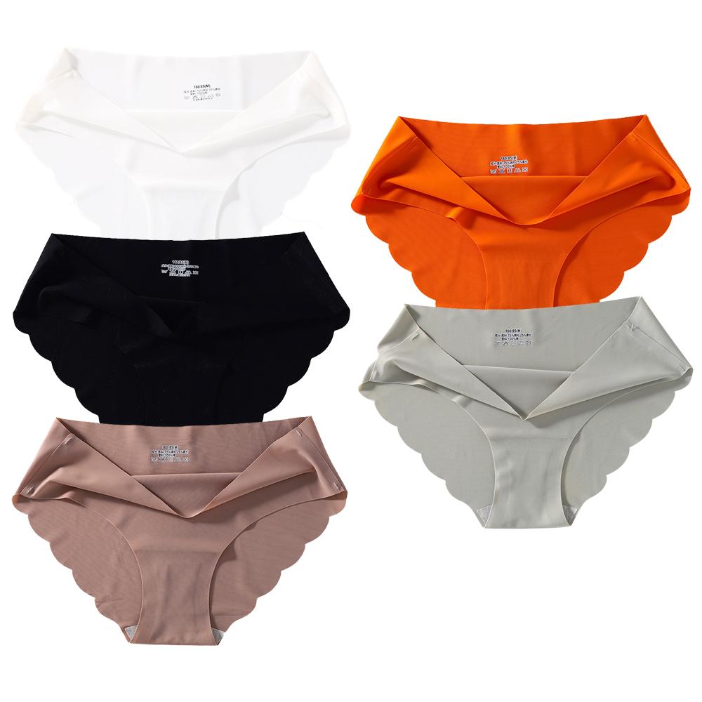 

Бесшовные шелковые трусы, сексуальные трусики для женщин, со средней посадкой, удобные, женские шелковые трусики, женское нижнее белье, 5 шт./компл. XL