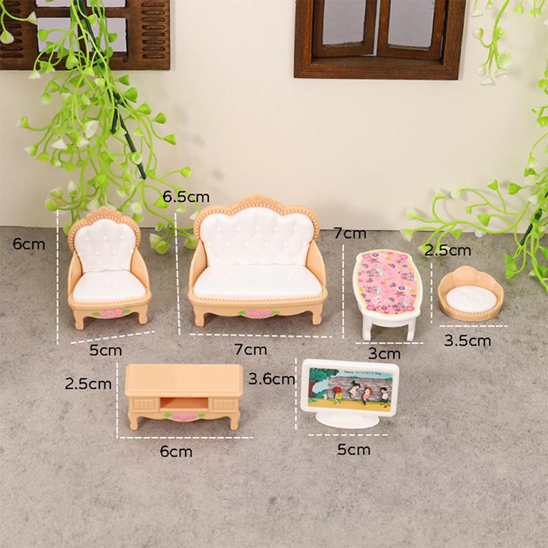 1Set 1:12 Dollhouse Miniature Sofa Tv Coffee Table Living Room Set Furniture Home Model Decor Toy Doll House Accessories