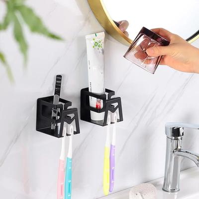 2pcs Stainless Steel Toothbrush Holder Without Punching Bathroom Wall Mounted