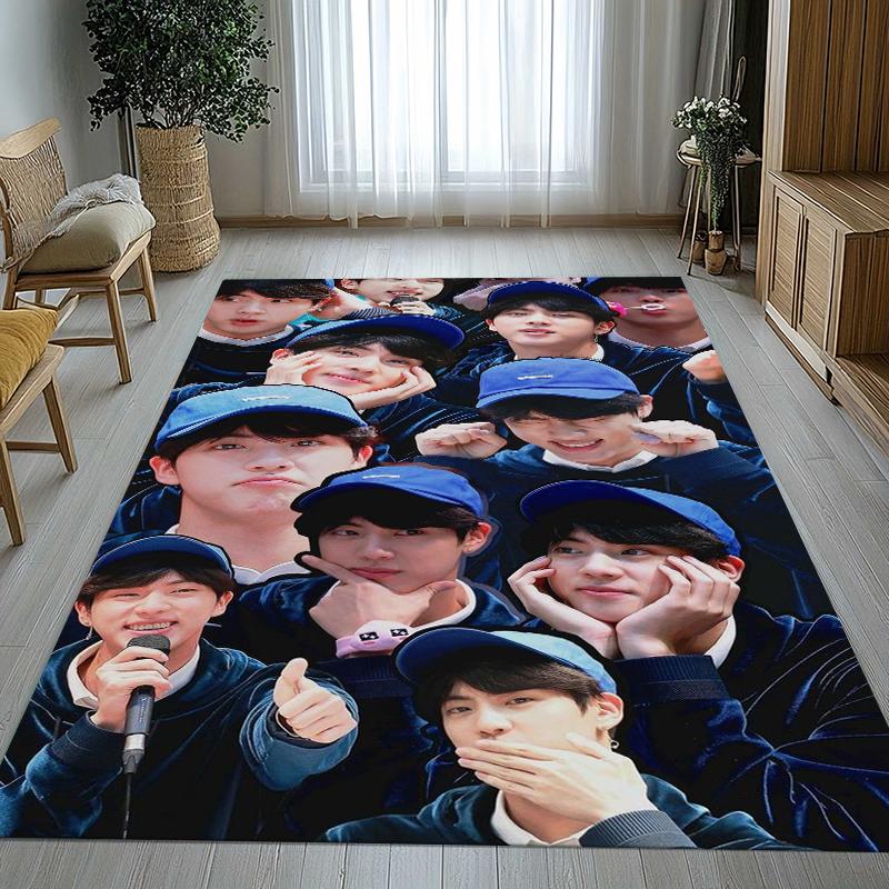 Kim Seok Jin Kpop B-BTS Living Room Non-Slip Area Rug Soft Carpet for Bedroom Kids Playroom Sofa,Home Decor Doormat Gift