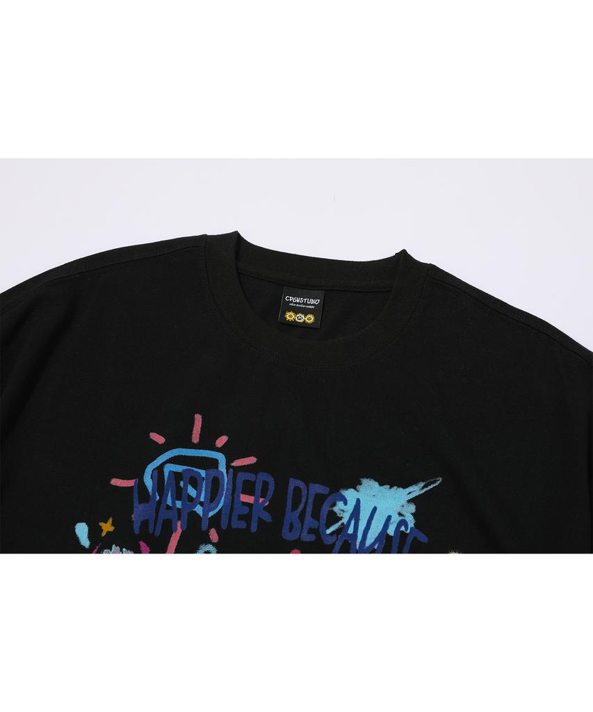 CPGN STUDIO Dtp Happy Day Short Sleeve T-Shirt Black